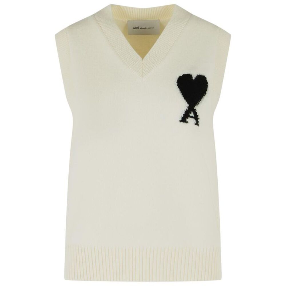 Ami Paris 'Ami De Cœur' White Wool Vest Women